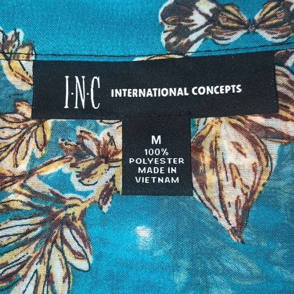I.N.C.  “INTERNATIONAL CONCEPTS” SHEER BUTTON DOWN BLOUSE SIZE M NWT - Picture 5 of 10